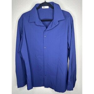 Beotyshow Shirt Mens XL Navy Long Sleeve Button Front Dress Casual Collared